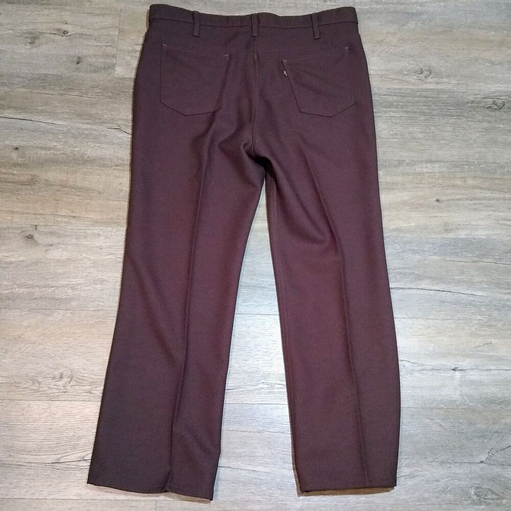 Vintage Levis Dacron Style Pants Mens 40x32 Black Tab USA Brown Slacks